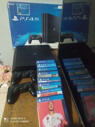 PS4 Pro completo na caixa