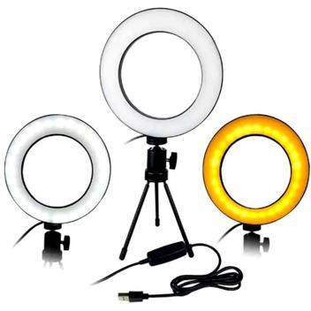 Iluminador Ring Light 16Cm Usb Led Misto 3500K 5500K + Tripe