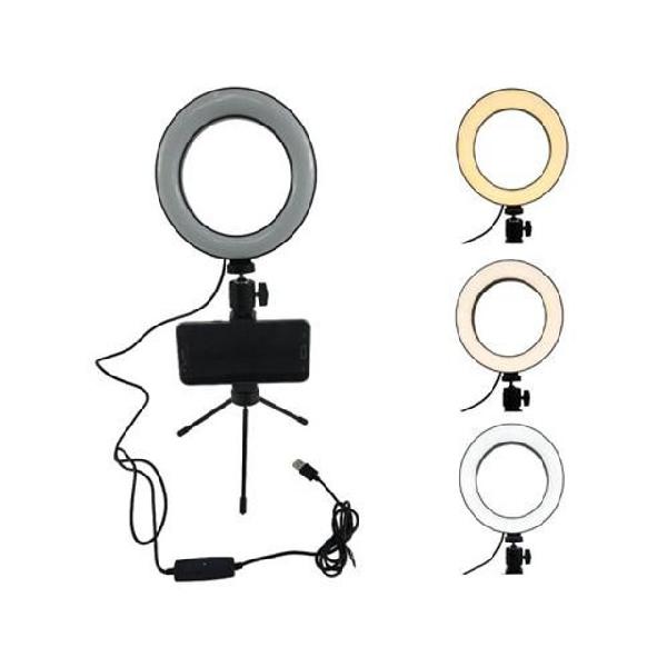 Iluminador De Mesa Tripé Ring Light 16cm Com Suporte