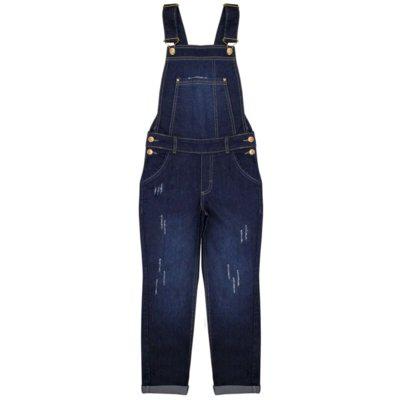 Jardineira Juvenil Look Jeans Longa Jeans