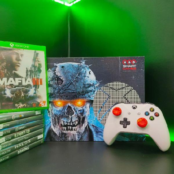 Xbox one s c/ jogo - estado de novo - frete grátis