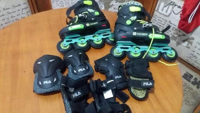 Patins Oxer Freestyle Semi Novo Abec 9 + Kit de Equipamentos