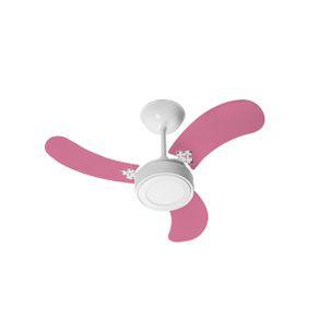 Ventilador teto new led colors branco 3 pás rosa 220 v 130