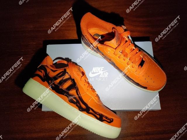 Tênis nike air force 1 skeleton orange 37br