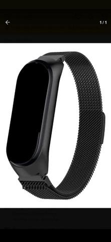 Pulseira aço mi band 5 milanese magnética metal premium