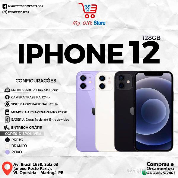 iPhone 12 128 Gb Branco,Preto,Roxo Desbloqueado (Novo) com