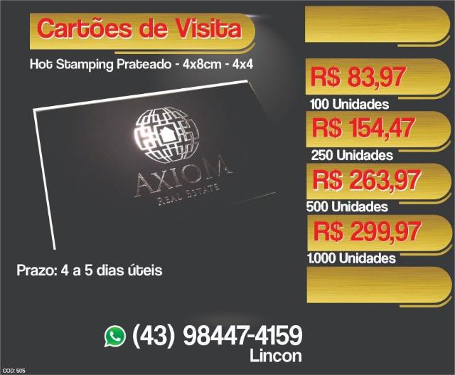 Cartão de visita hot stamping prateado frente e verso!