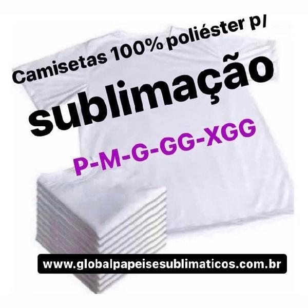 Camiseta branca adulto e infantil 100% poliéster para