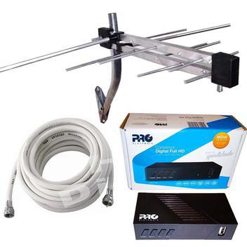 Kit conversor digital hd antena externa de uhf e kit cabo -