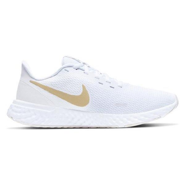 Tênis nike revolution 5 branco/dourado