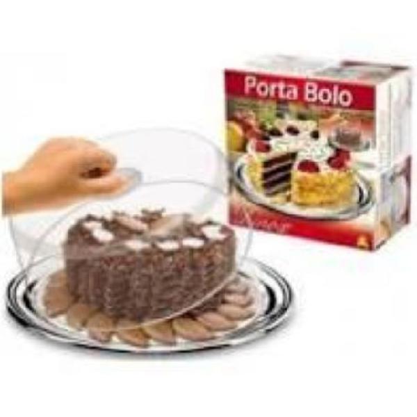 Boleira porta bolo torta bandeja inox tampa acrílico dinox