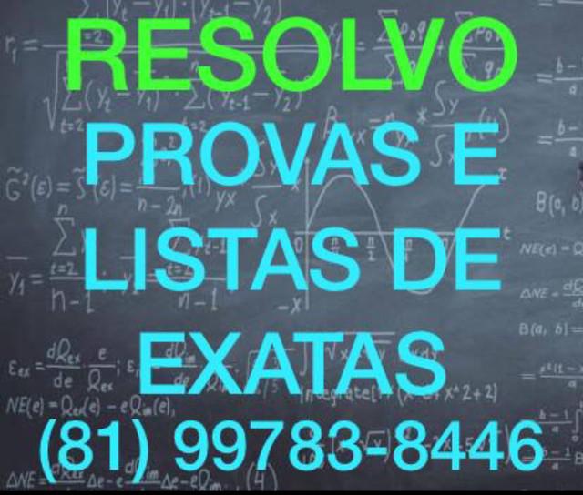 Resolvo Provas e Listas de Exatas