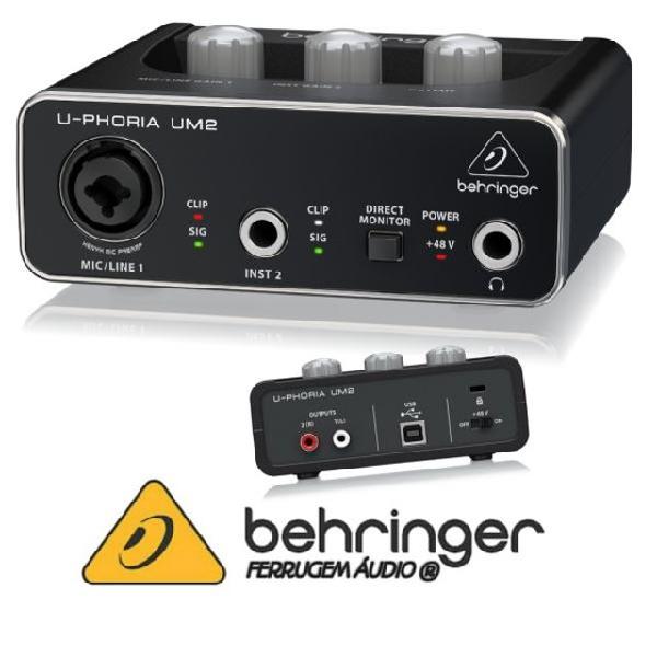 Behringer um2 interface de áudio gravação usb de 2 canais