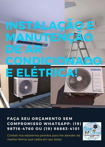 Instalação e manutenção de ar condicionado e elétrica.