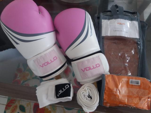 Luva boxe muay thai vollo feminina + bandagem 3m