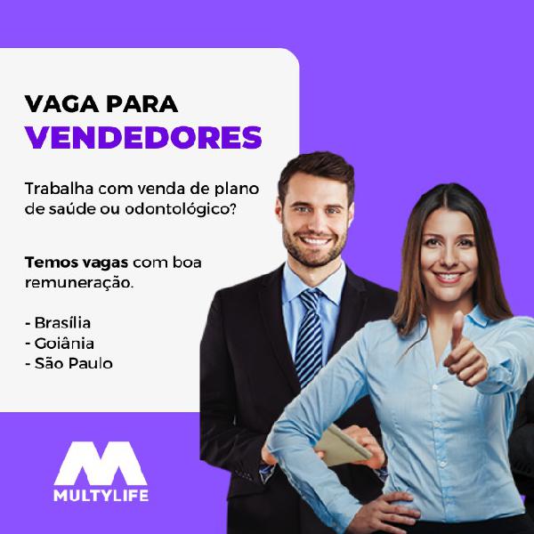 Vagas para Gerente de Vendas e Vendedores de Plano