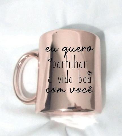 Caneca de cerâmica personalizada espelhada cromada