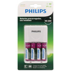 Carregador De Pilhas Philips Com 4 Pilhas Aa De 2450Mah