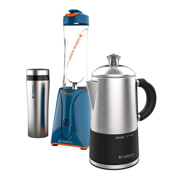 Kit Blender Zoop Sport Inox e Cafeteira Italiana Picolla