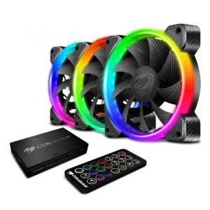 Kit ventoinhas cougar vortex rgb hpb 3x120mm