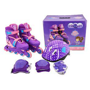 Patins Inline Violeta Ajústavel Proteção 34/37 Unitoys