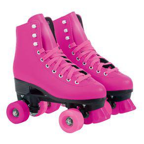 Patins retrô quadrado play&amp;fun rosa tamanho 35 a 36 -