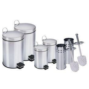 Kit lixeiras aço inox 2 de 3 litros, 2 de 12 litros e 2