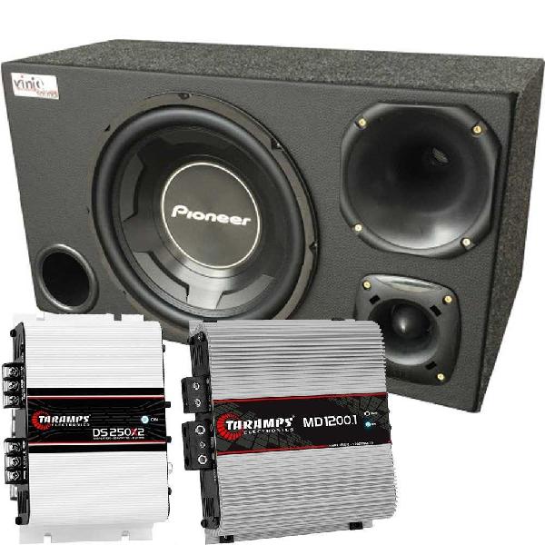 Caixa trio pioneer ts-w3090br 600wrms 12 pol + d250x + st200