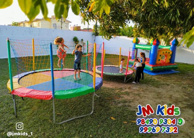 Pula pula cama elástica, piscina de bolinhas, pipoca e