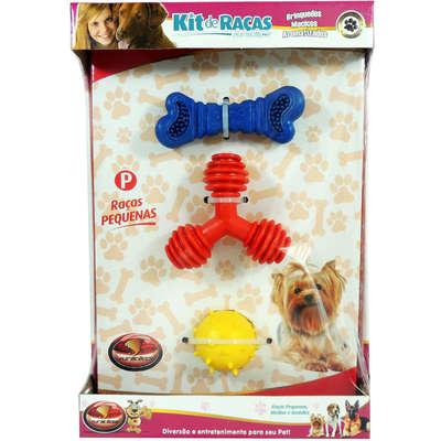 Kit de brinquedos furacão pet para raças pequenas