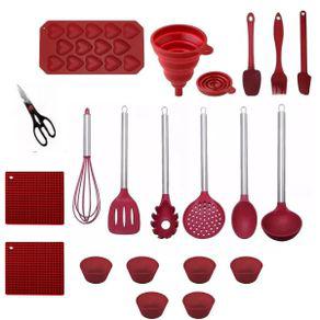 Jogo De Colheres Silicone 20 Peças Utensílios Cozinha