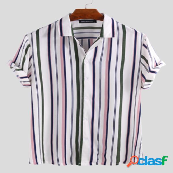 Incerun homens multi color striped camisa