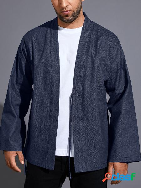 Casaco protetor solar masculino casual retrô Cardigan de cor sólida