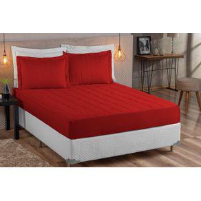 Kit colcha elastico matelado casal queen 3 peças vermelho