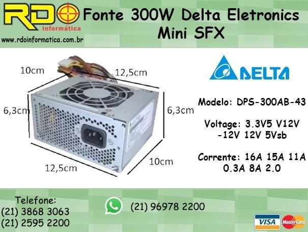 Mini fonte atx delta dps-300ab-9 300w kmex positivo hp dell