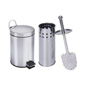 Kit lixeira aço inox 3 litros 1 escova sanitária travel