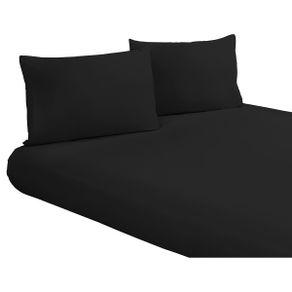 Jogo de Cama Queen Size Preto 3 Peças Microfibra