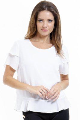 Blusa viscose manga curta evase em 2 folhas off white