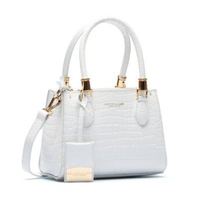 Bolsa Couro Ana Cavalcanti Mini Tote Croco Branca