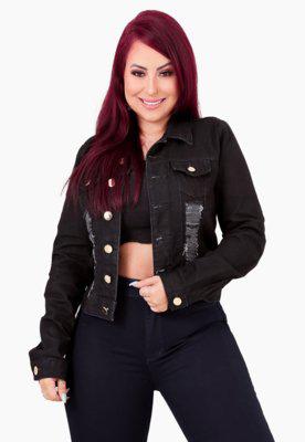 Jaqueta femininas jeans preta