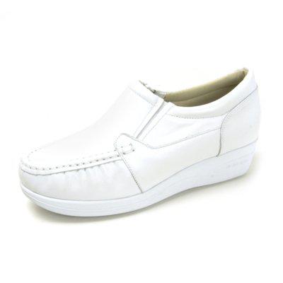 Sapato mocassim amanda flex couro branco