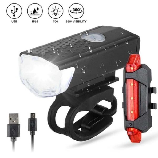 Farol Bike Luz Led Usb Recarregável Ciclismo 300 Lumens