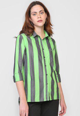 Camisa 2ND Floor Listrada Verde/Cinza