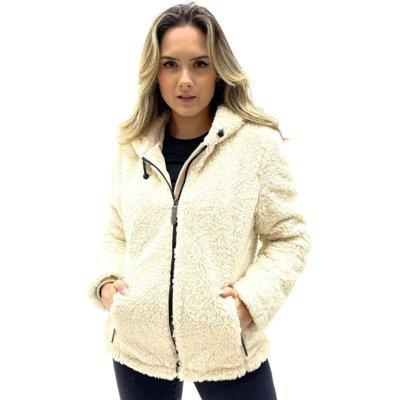 Jaqueta alpelo com capuz sherpa feminina