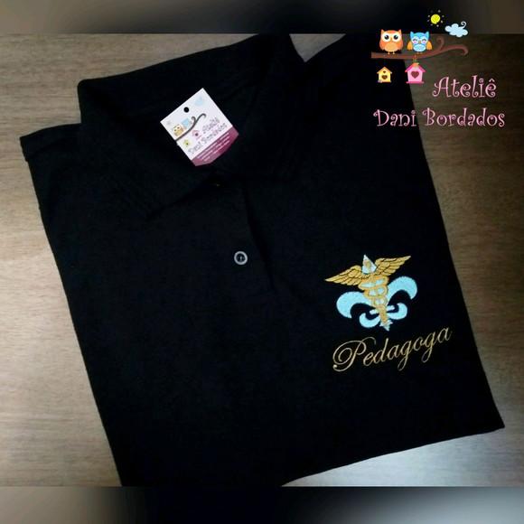 Camisa polo feminina bordada pedagogia no elo7 | ateliê