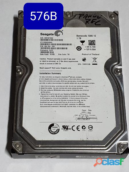 Vendo Placa 1 Tb St31000528as   Fw: Cc37   Cod. 576b