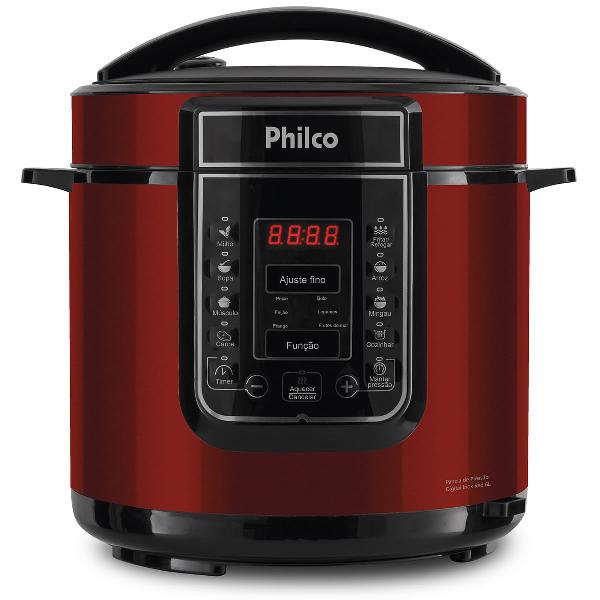 Panela de Pressão Digital Philco 6L Inox Vermelha