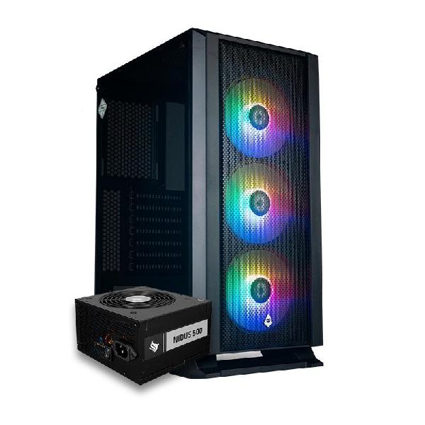 Kit Gabinete Gamer Mancer Narok + Fonte Nidus 500W