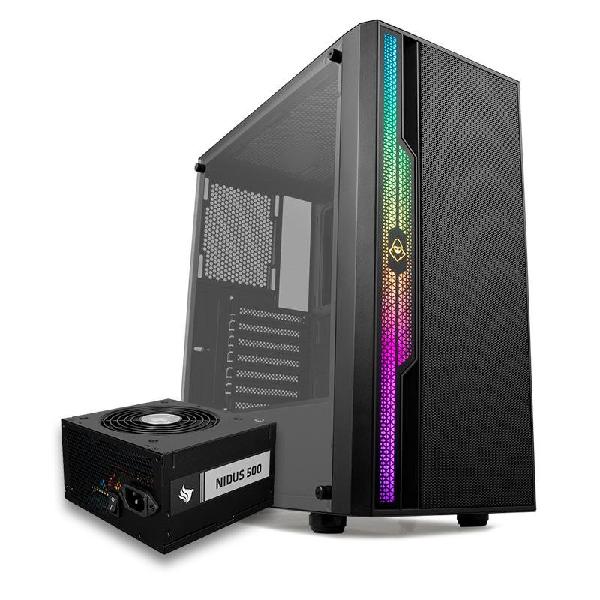 Kit gabinete mancer ranger rgb + fonte nidus 500w