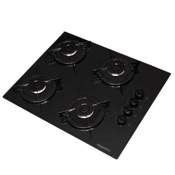 Cooktop 4 Bocas Mesa Em Vidro - Preto - Fogatti - Esmaltado